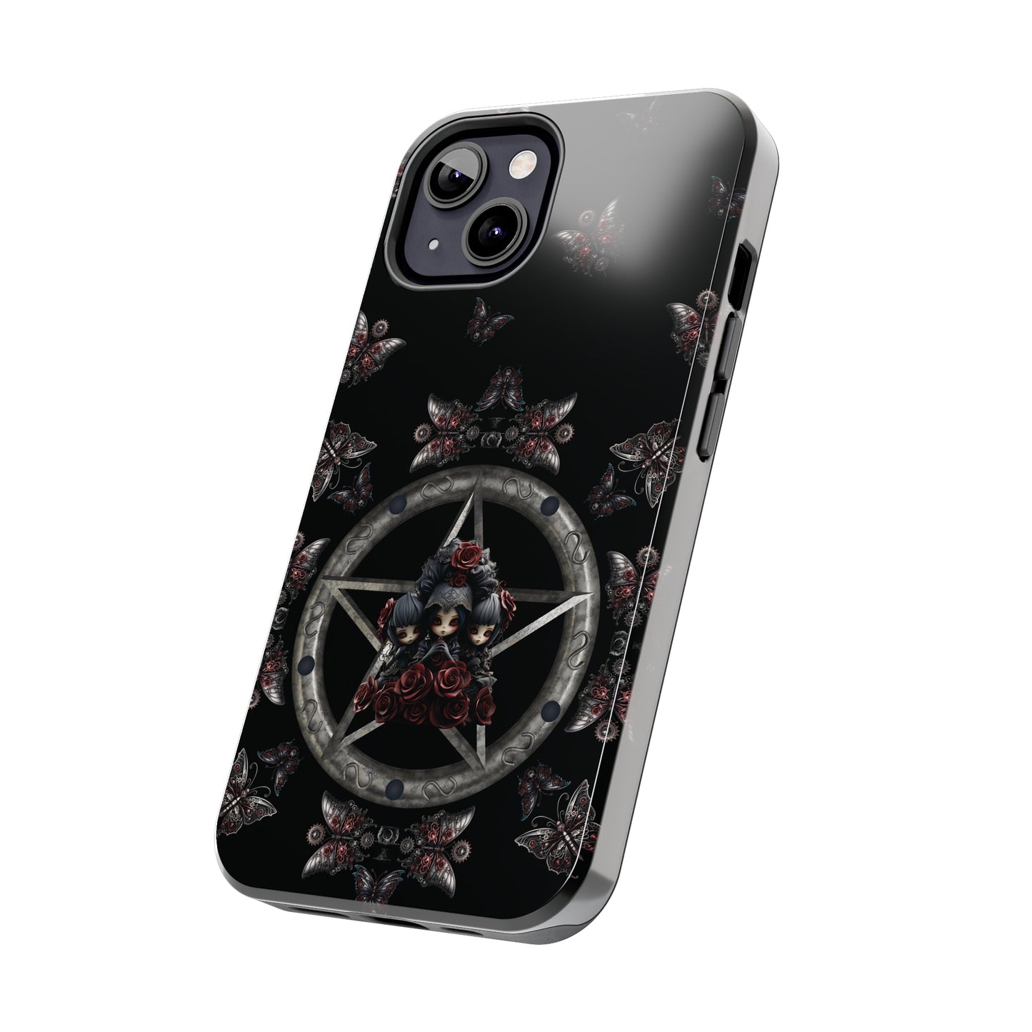 Dark Gothic Steampunk Tough iPhone Case | Steel Metal Roses Butterflies Phone Cover | Dark Goth Themed iPhone Accessories | "Heavy Metal"