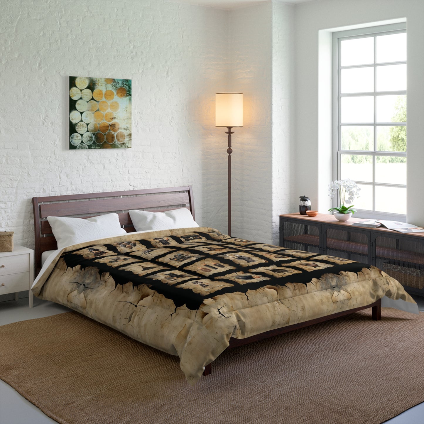 Lightweight Comforter | Spooky Halloween Images Bedding | Rustic Halloween Themed Bedroom | "Hallowglyphs"