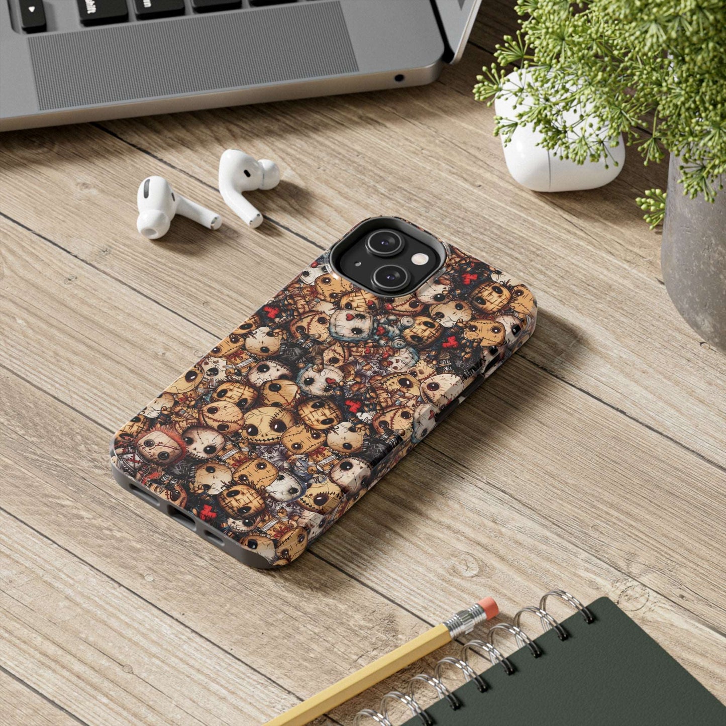 Dark Voodoo Style Tough iPhone Case | Voodoo Dolls Phone Cover | Black Magic Themed iPhone Accessories | "Stitches and Sabotage"
