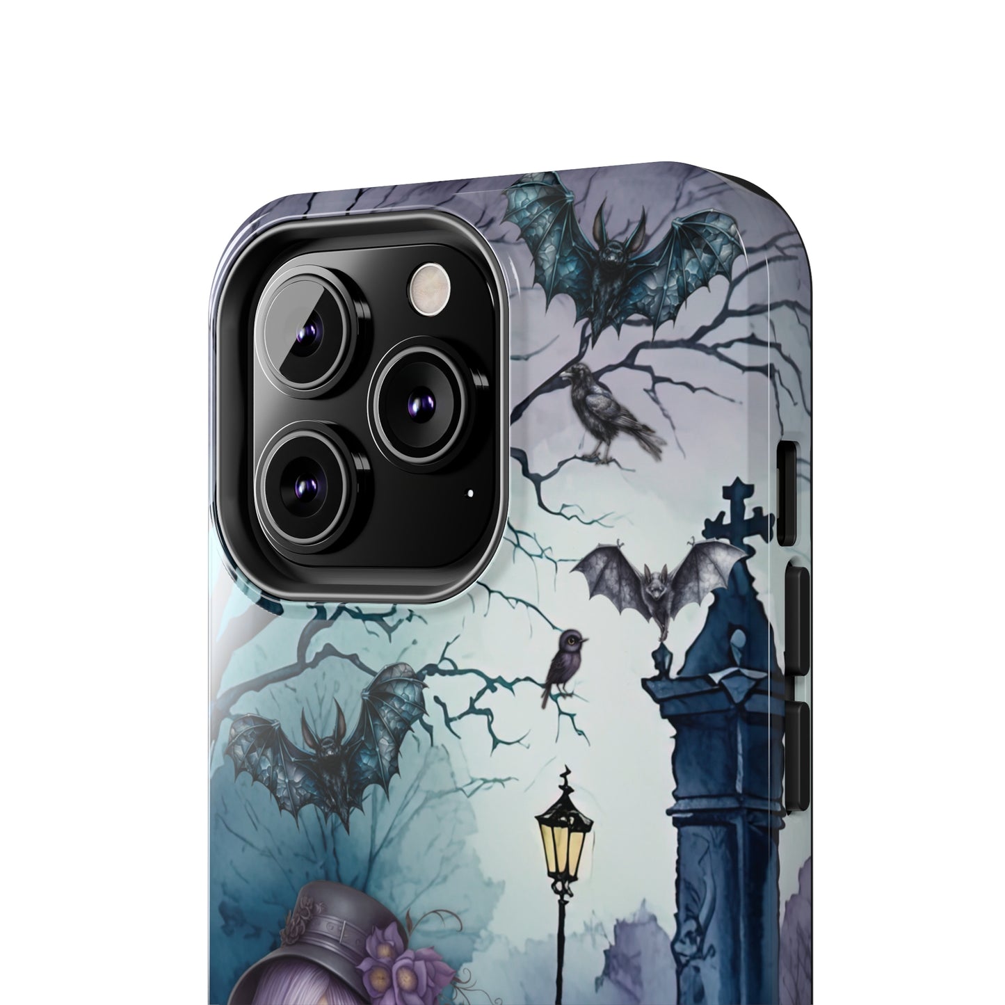 Dark Spooky Tough iPhone Case | Witch Cemetery Black Cat Phone Cover | Dark Scary Themed iPhone Accessories | "Witch Amongst the Dead"