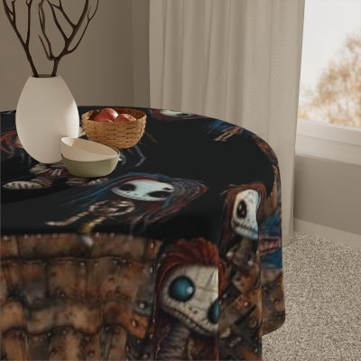 Voodoo Steampunk Style Tablecloth | Voodoo Dolls Kitchen Table Cover | Dark Scary Themed Home Decor | "Pins and Needles"