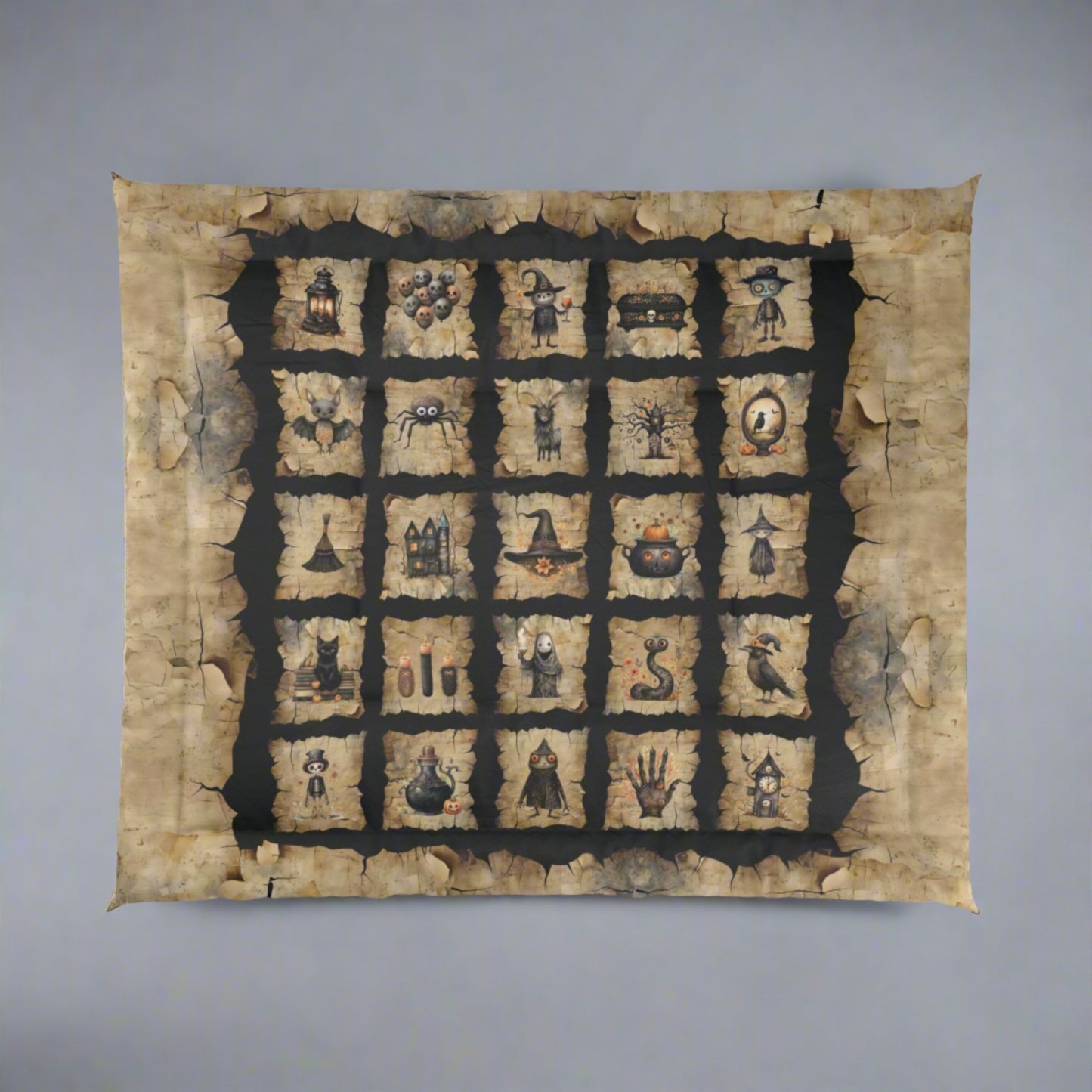 Lightweight Comforter | Spooky Halloween Images Bedding | Rustic Halloween Themed Bedroom | "Hallowglyphs"