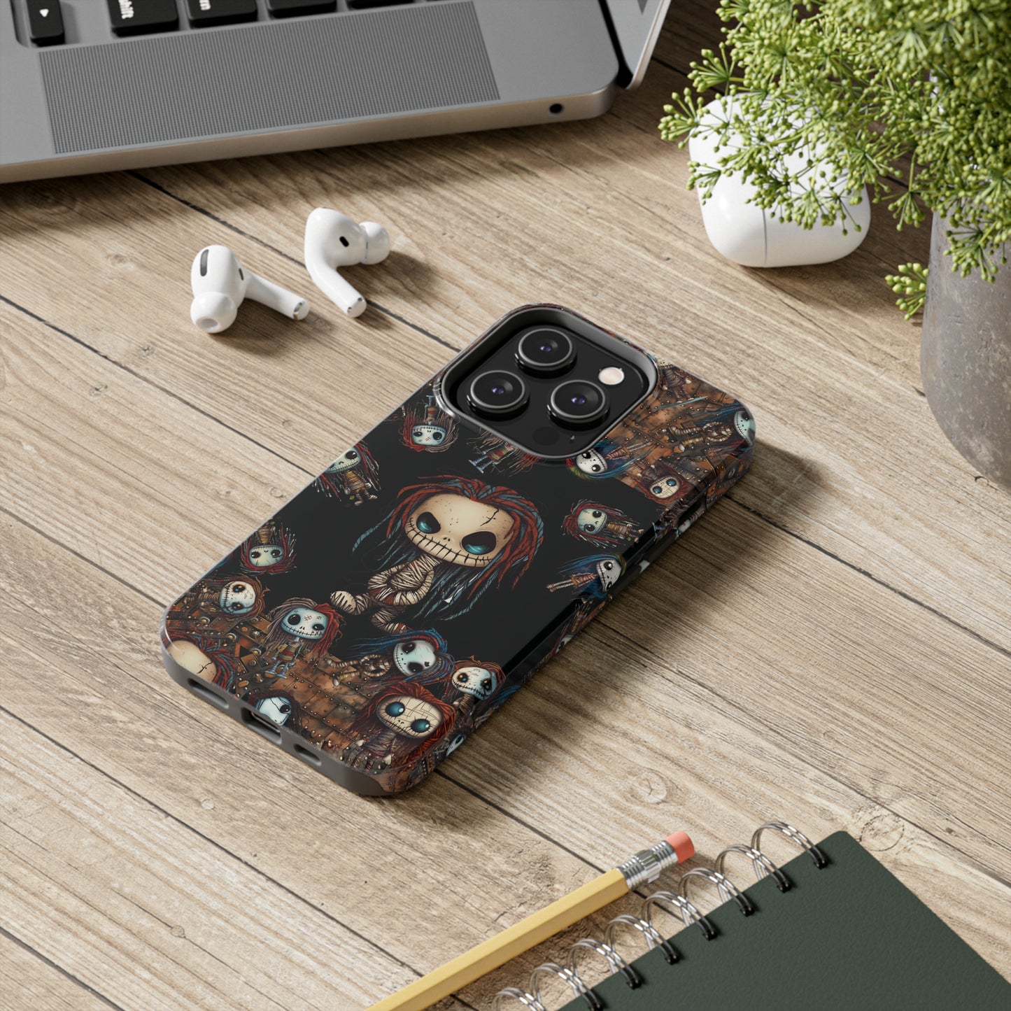 Voodoo Steampunk Tough iPhone Case | Voodoo Dolls Phone Cover | Dark Scary Themed iPhone Accessories | "Pins and Needles"