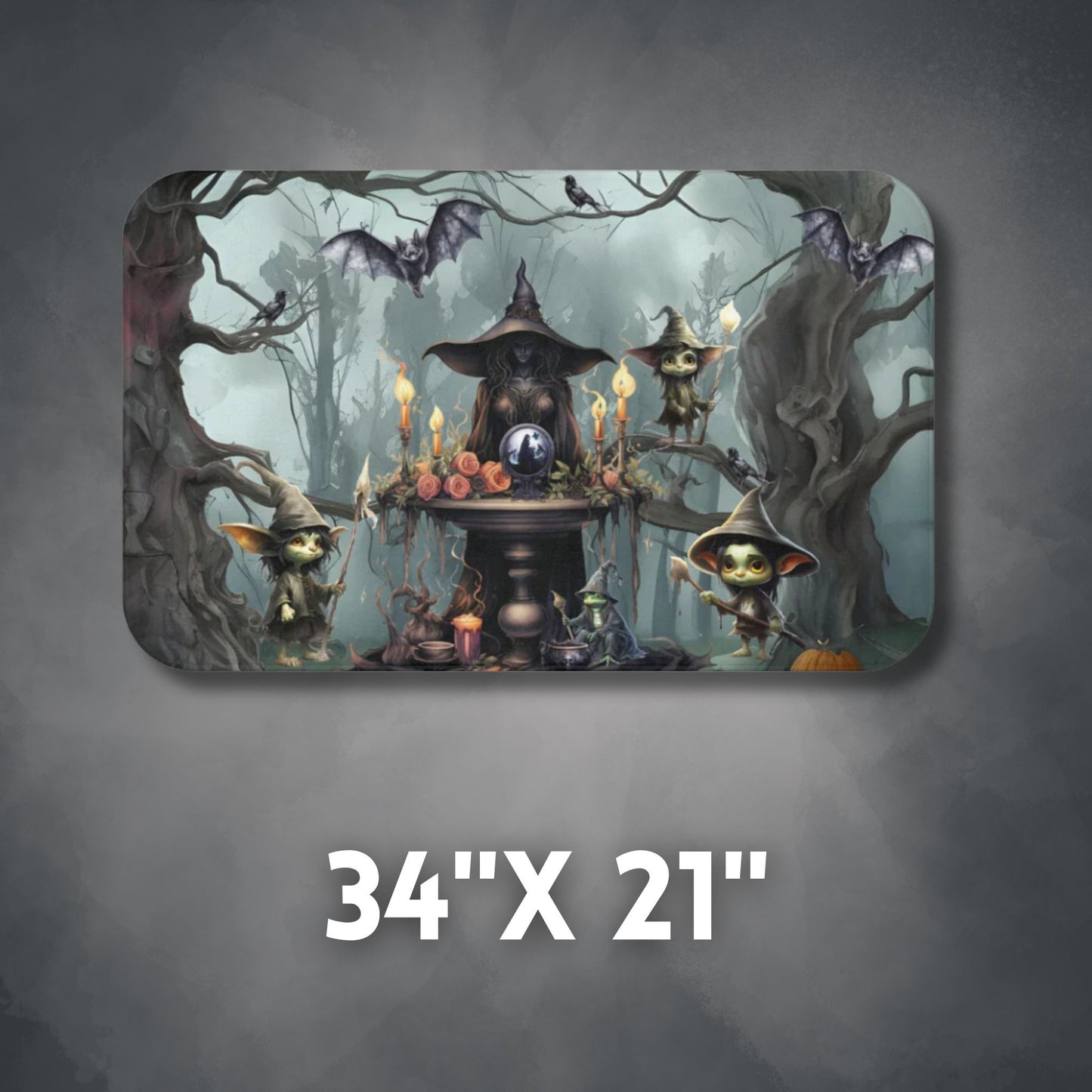 Ethereal Fantasy Style Bath Mat | Sorceress Forest Goblins Bathroom Rug | Fable Themed Bath Decor | "Queen of the Goblin Forest"