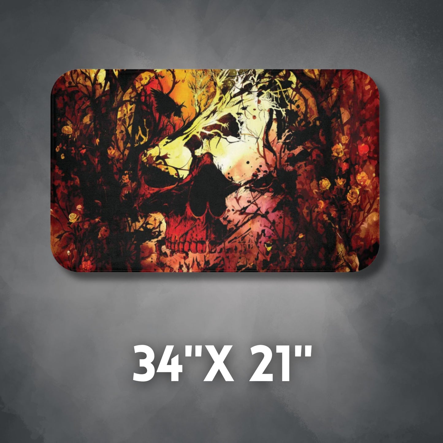 Abstract Horror Style Bath Mat | Skull Vines Ethereal Bathroom Rug | Dark Scary Themed Bathroom Decor | "Skullitrax"