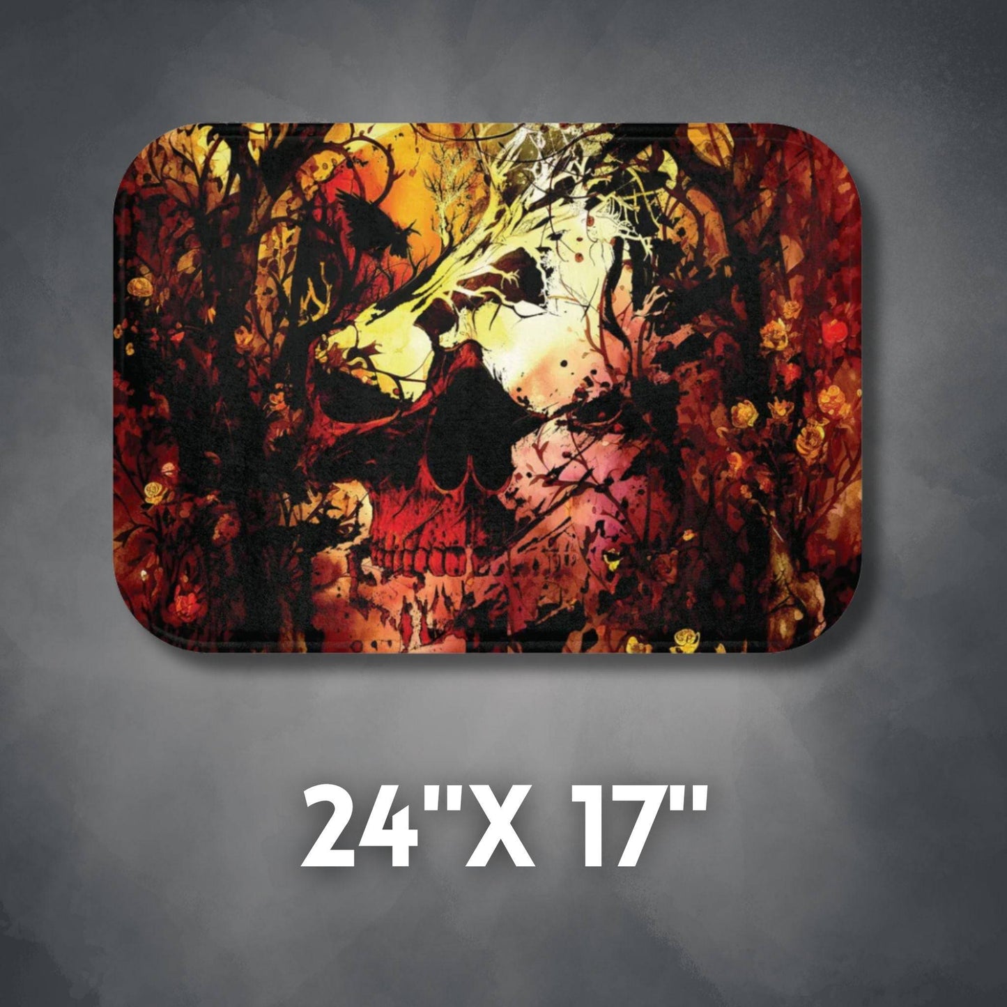 Abstract Horror Style Bath Mat | Skull Vines Ethereal Bathroom Rug | Dark Scary Themed Bathroom Decor | "Skullitrax"