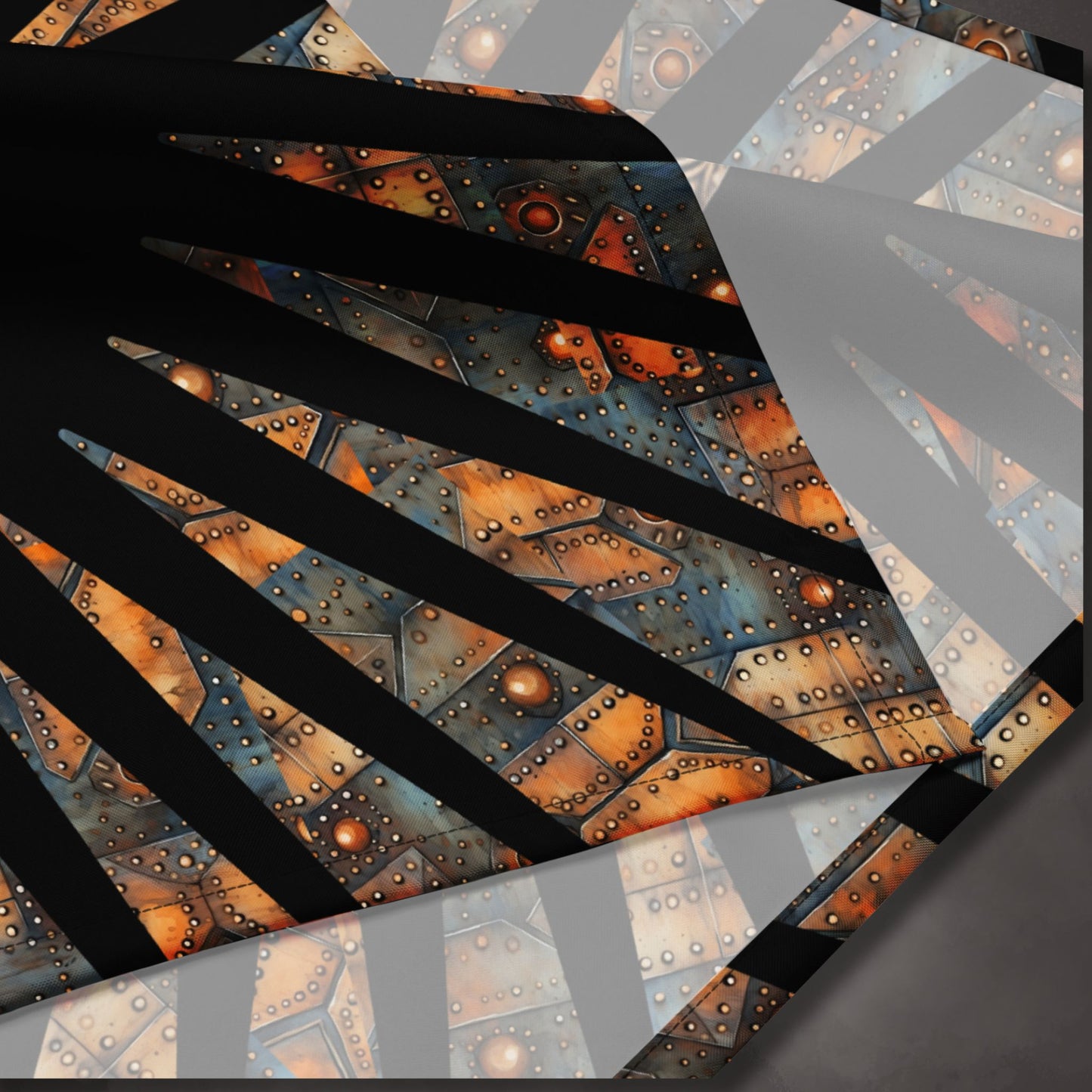 Steampunk Metal Skull on Black Altar Cloth | Horror Steampunk Style Tarot Cloth | Skull Themed | "Steel Sardonicism"