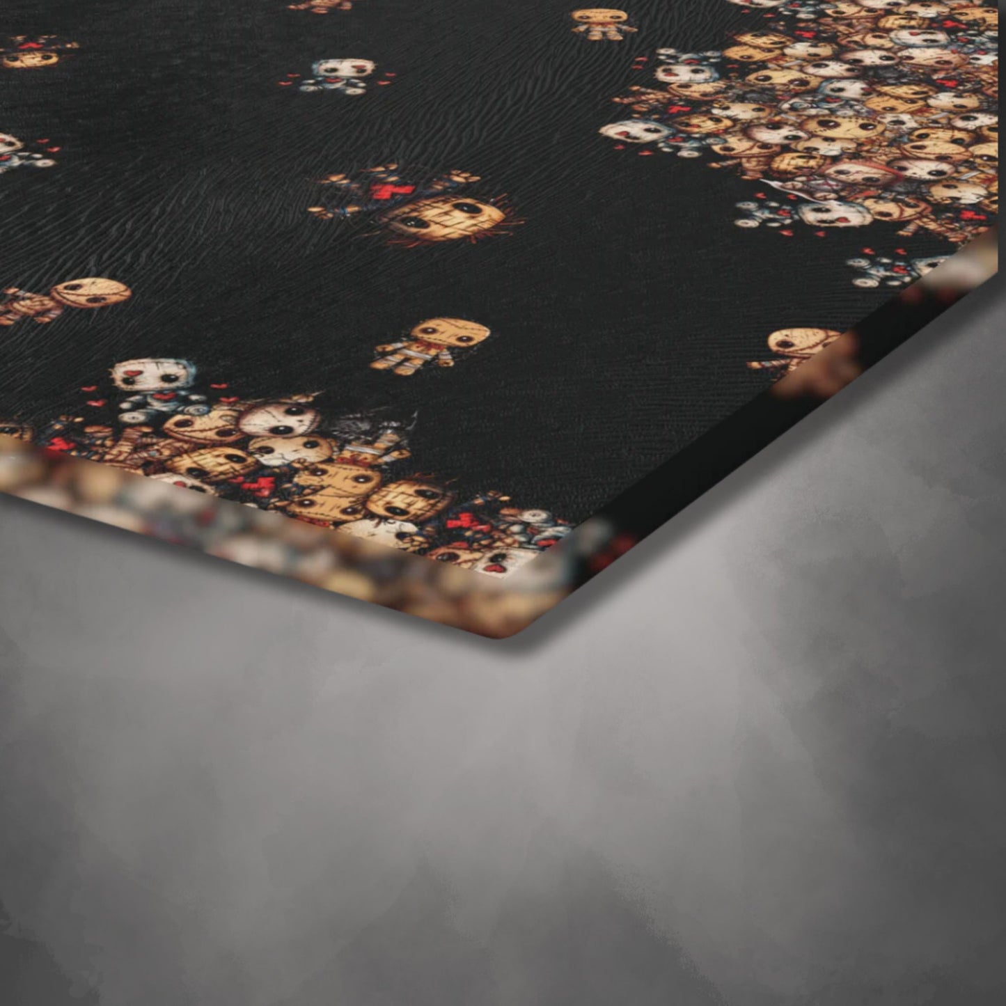 Dark Voodoo Style Glass Cutting Board | Voodoo Dolls Kitchen Decor | Black Magic Themed Home Accents | "Stitches and Sabotage"
