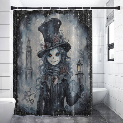 Gothic Style Shower Curtain | Goth Girl Bathroom Decor | Dark Scary Themed Bath Decor | "Deadrose Sheleton"