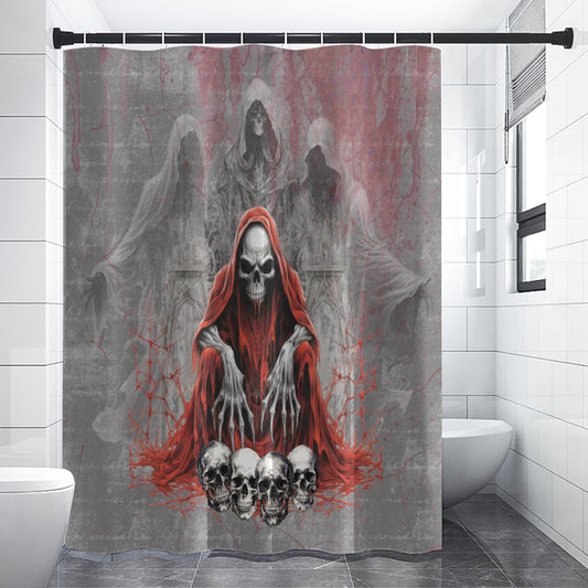 Dark Frightening Shower Curtain | Skeletons Wraiths Blood Scary Bathroom | Horror Themed Bath Decor | "Welcome to the NetherRealm"