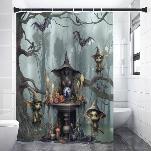 Ethereal Fantasy Style Shower Curtain | Sorceress Forest Goblins Bathroom | Fable Themed Bath Decor | "Queen of the Goblin Forest"