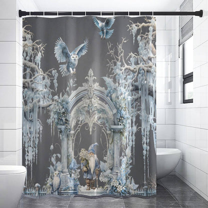 Owls and Wizard Winter Forest Shower Curtain | Stylish Bathroom Decor | Fantasy Themed Bath Decor | "Winter Dreams"