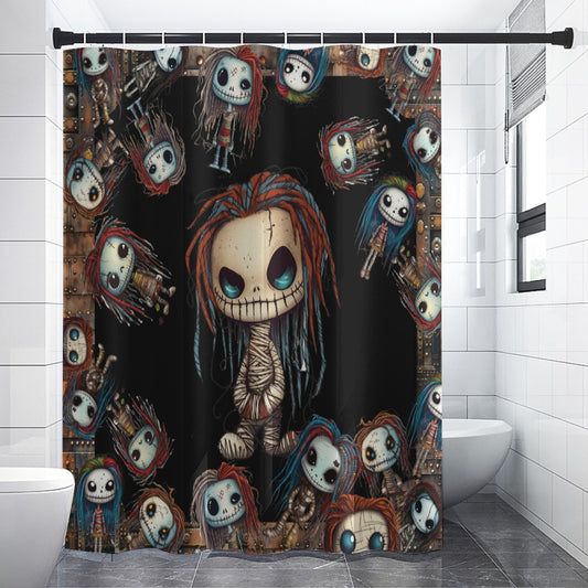 Voodoo Steampunk Shower Curtain | Voodoo Dolls Bathroom Decor | Dark Scary Themed Bath Decor | "Pins and Needles"