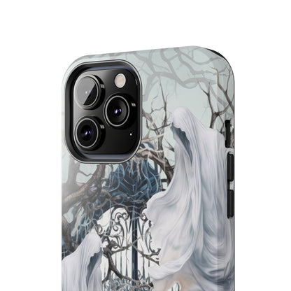 Spooky Gothic Tough iPhone Case | Ghosts Cemetery Scary Little Girl Phone Cover | Dark Scary Themed iPhone Accessories | "Let's Play"