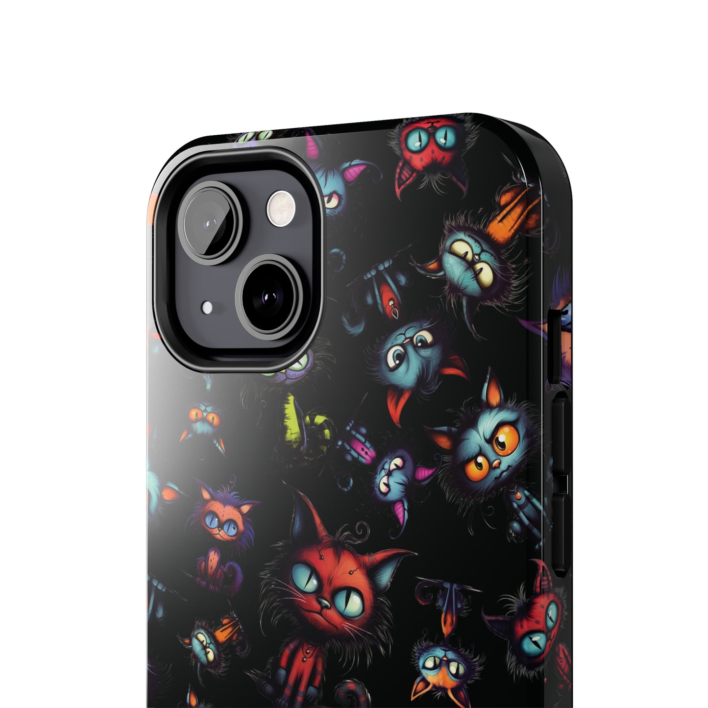 Scary Cartoon Style Tough iPhone Case | Spooky Kitties Phone Cover | Cat Art Themed iPhone Accessories | "Feline Combine"