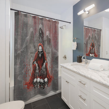 Dark Frightening Shower Curtain | Skeletons Wraiths Blood Scary Bathroom | Horror Themed Bath Decor | "Welcome to the NetherRealm"