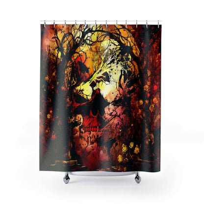 Abstract Horror Style Shower Curtain | Skull Vines Ethereal Bathroom | Dark Scary Themed Bath Decor | "Skullitrax"