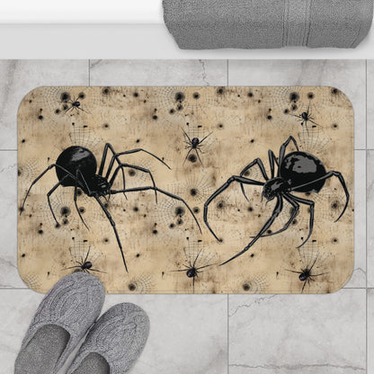 Creepy Bath Mat | Spiders Scary Bathroom Rug | Horror Themed Bath Decor | "Eight Legs of Death"