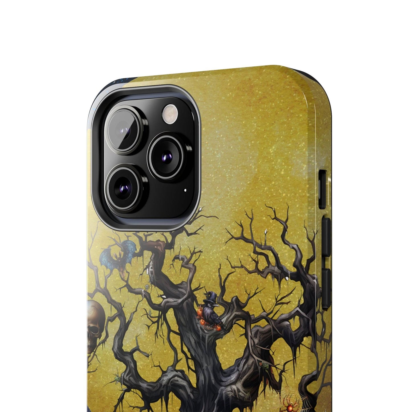 Autumn Fall Gothic Tough iPhone Case | Witch Cemetery Skulls Little Girl Phone Cover | Dark Scary Themed iPhone Accessories | "Autumn Moon"