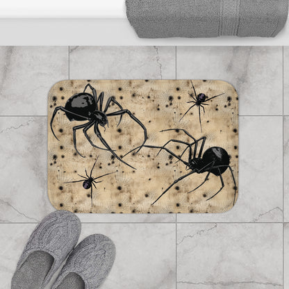 Creepy Bath Mat | Spiders Scary Bathroom Rug | Horror Themed Bath Decor | "Eight Legs of Death"