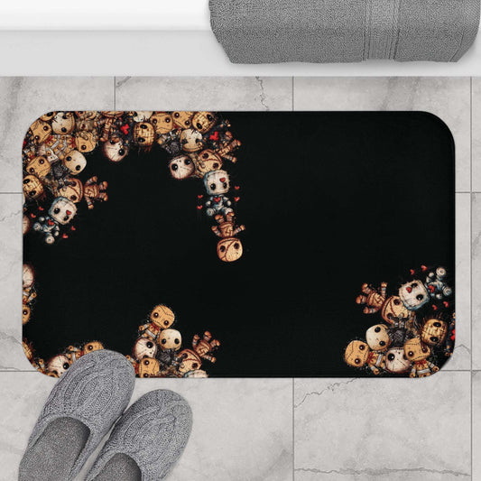 Dark Voodoo Style Bath Mat | Voodoo Dolls Bathroom Rug | Black Magic Themed Bath Decor | "Stitches and Sabotage"