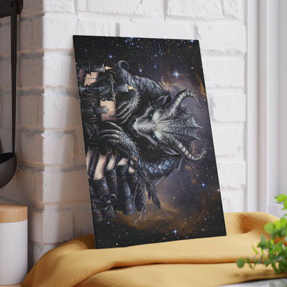 Ethereal Fantasy Style Glass Cutting Board | Black Gargoyle Starry Sky Kitchen Decor | Supernatural  Themed Home Accents | "Knowledge is Power"