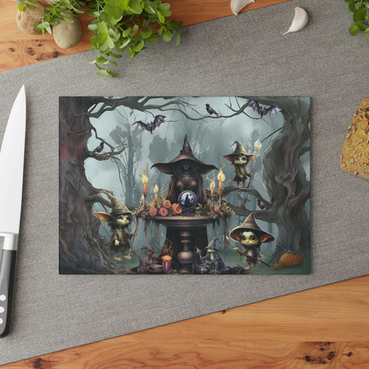 Ethereal Fantasy Style Glass Cutting Board | Sorceress Forest Goblins Kitchen Decor | Fable Themed Home Accents | "Queen of Goblin Forest"