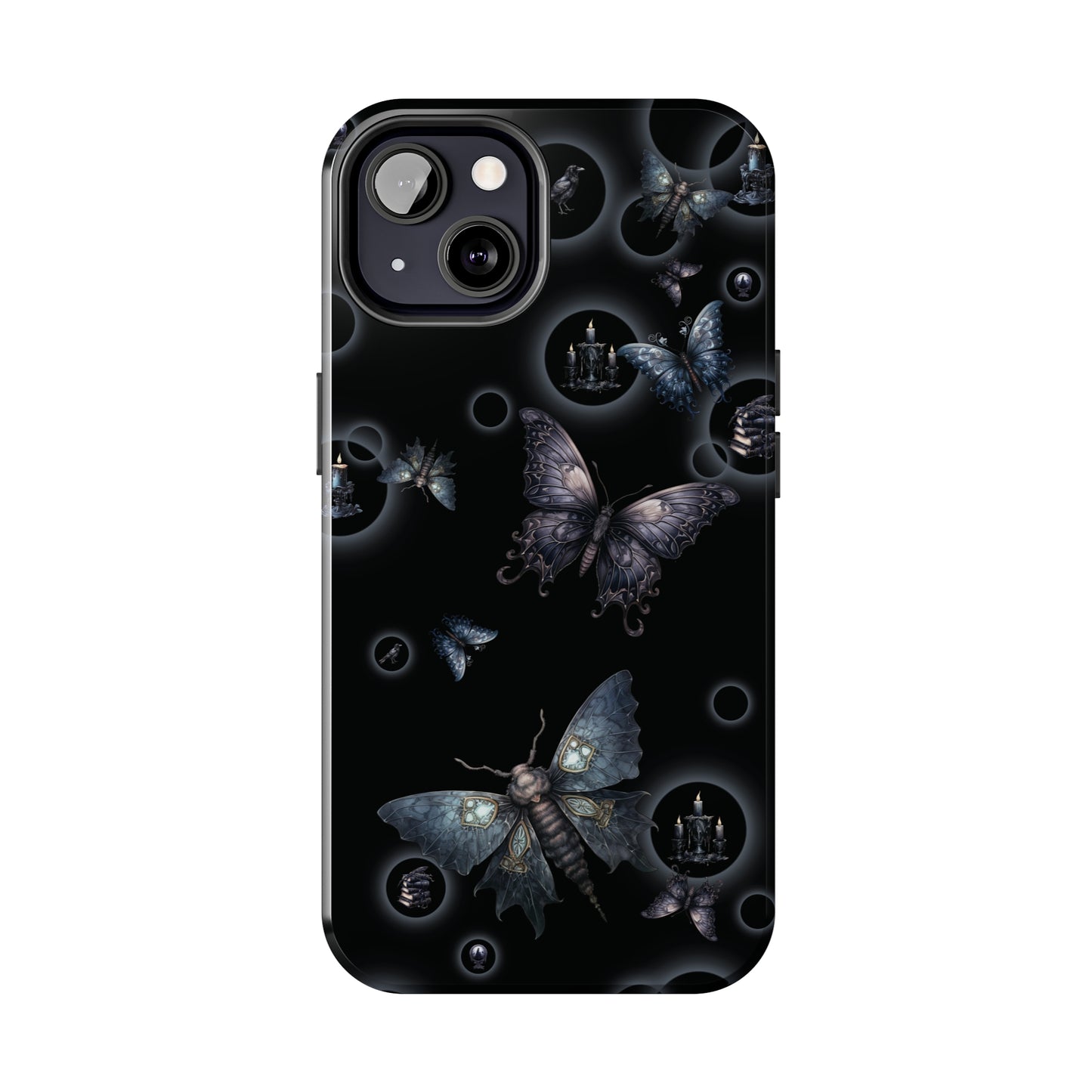 Gothic Moths Tough iPhone Case | Candles Moths Dark Phone Cover | Moth Themed iPhone Accessories | "Moths in the Night"