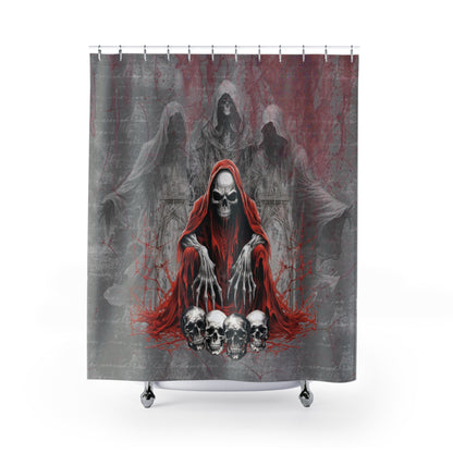 Dark Frightening Shower Curtain | Skeletons Wraiths Blood Scary Bathroom | Horror Themed Bath Decor | "Welcome to the NetherRealm"