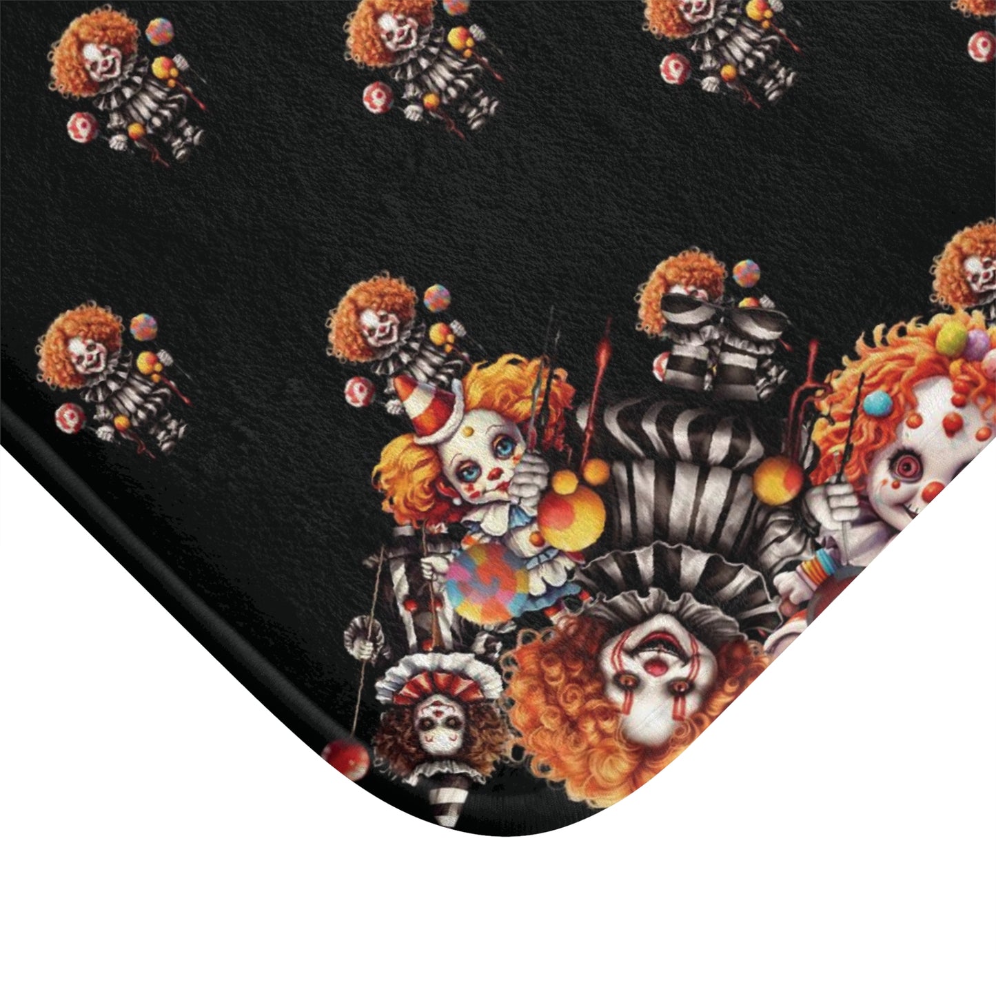 Scary Clowns Bath Mat | Spooky Clown Kids Bathroom Rug | Horror Themed Bath Decor | "Want Some Candy?"