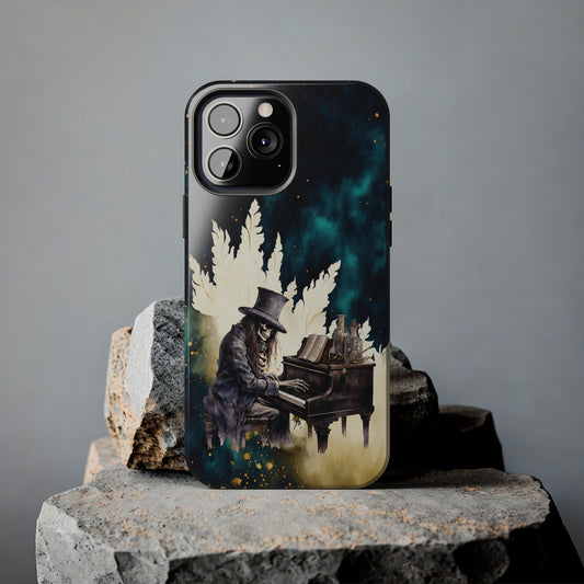 Skeleton Rock Band Tough iPhone Case | Ghostly Music Phone Cover | Rock & Roll Death Themed iPhone Accessories | "Music Man"