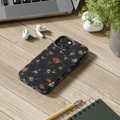 Scary Cartoon Style Tough iPhone Case | Spooky Kitties Phone Cover | Cat Art Themed iPhone Accessories | "Feline Combine"