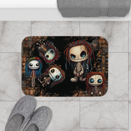 Voodoo Steampunk Style Bath Mat | Voodoo Dolls Bathroom Rug | Dark Scary Themed Bath Decor | "Pins and Needles"