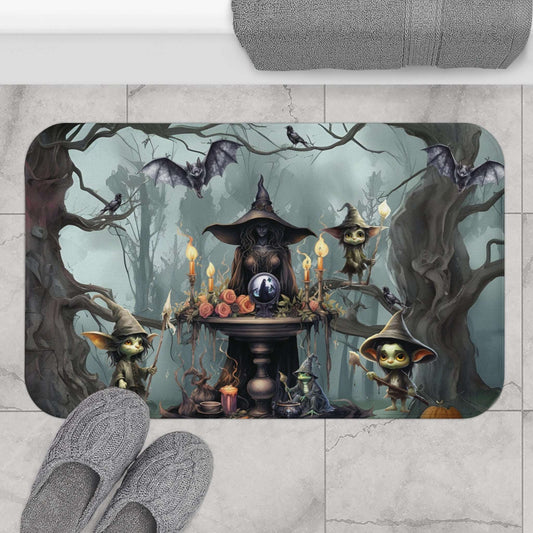 Ethereal Fantasy Style Bath Mat | Sorceress Forest Goblins Bathroom Rug | Fable Themed Bath Decor | "Queen of the Goblin Forest"