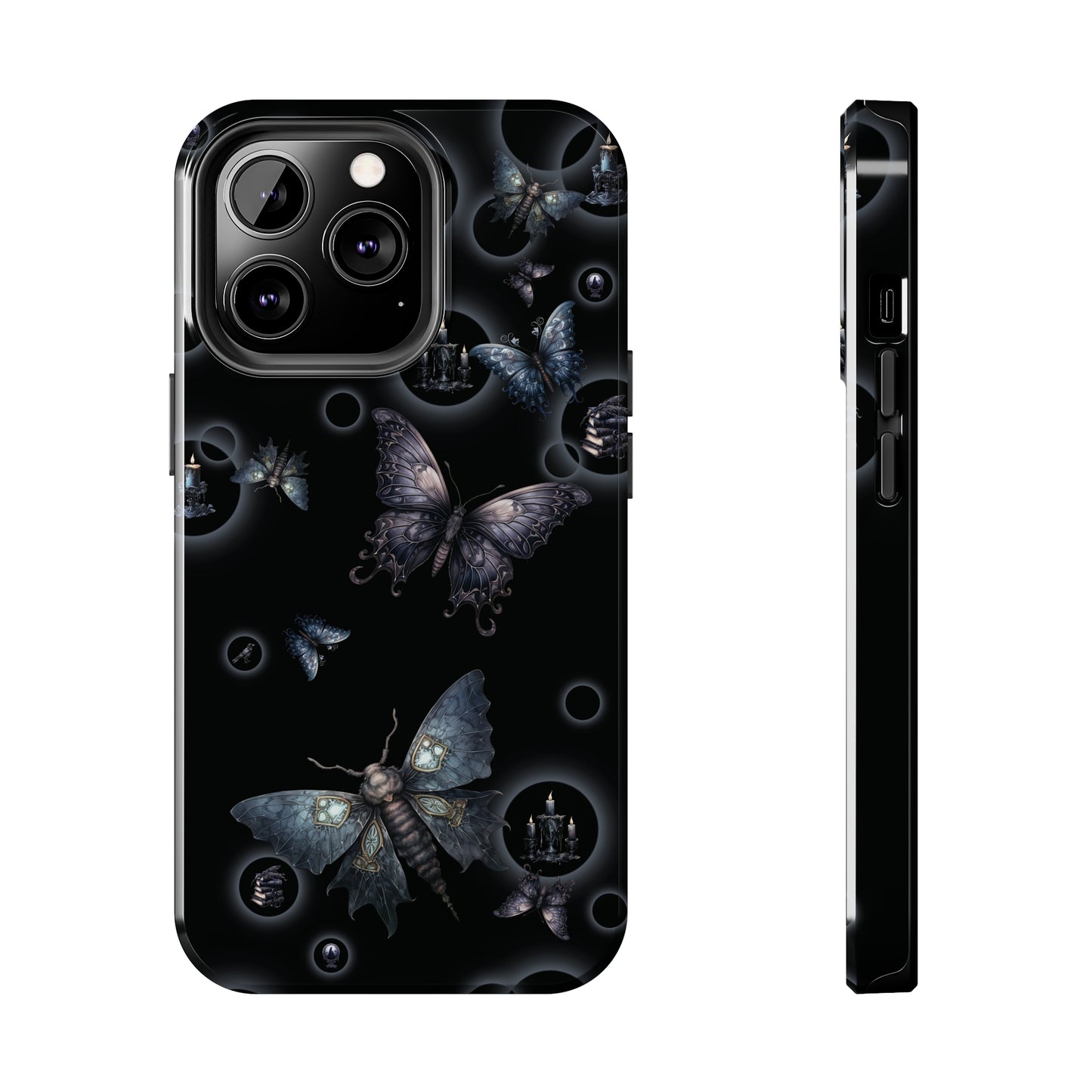 Gothic Moths Tough iPhone Case | Candles Moths Dark Phone Cover | Moth Themed iPhone Accessories | "Moths in the Night"