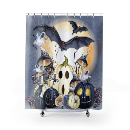 Always Halloween Shower Curtain | Year Round Halloween Bathroom Decor | Spooky Themed Bath Decor | "Halloween Blues"