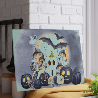 Always Halloween Style Glass Cutting Board | Year Round Halloween Kitchen Decor | Spooky Themed Home Accents | "Halloween Blues"