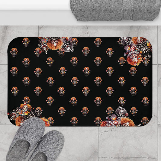 Scary Clowns Bath Mat | Spooky Clown Kids Bathroom Rug | Horror Themed Bath Decor | "Want Some Candy?"