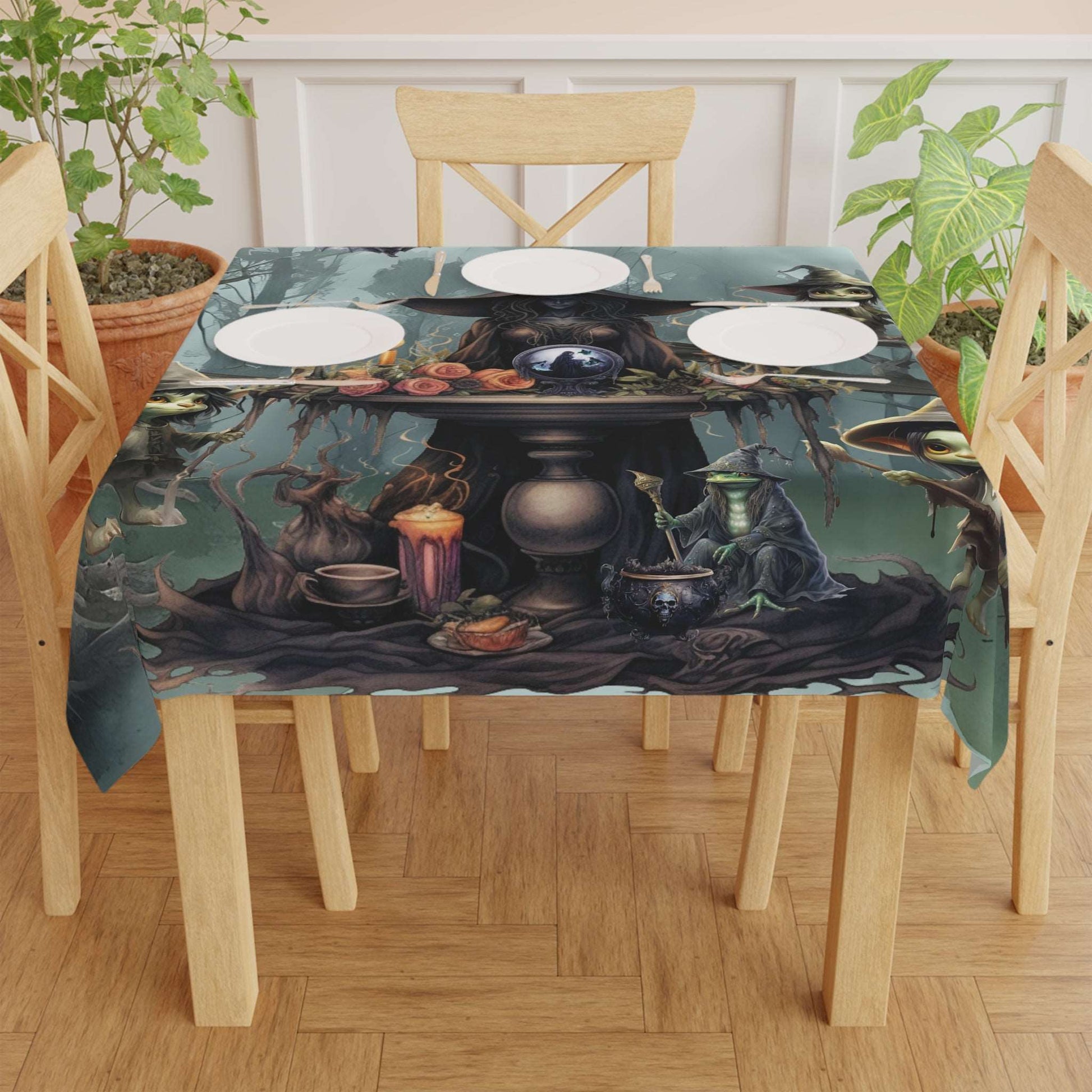 Ethereal Fantasy Style Tablecloth | Sorceress Forest Goblins Table Cover | Fable Themed Home Decor | "Queen of the Goblin Forest"