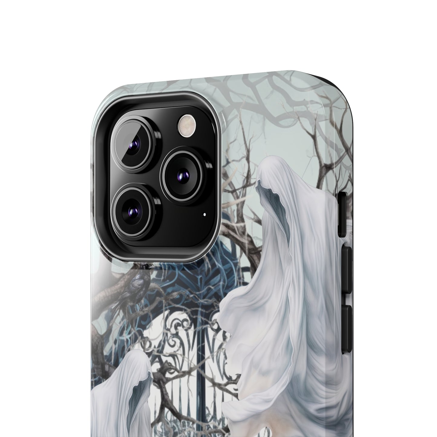 Spooky Gothic Tough iPhone Case | Ghosts Cemetery Scary Little Girl Phone Cover | Dark Scary Themed iPhone Accessories | "Let's Play"