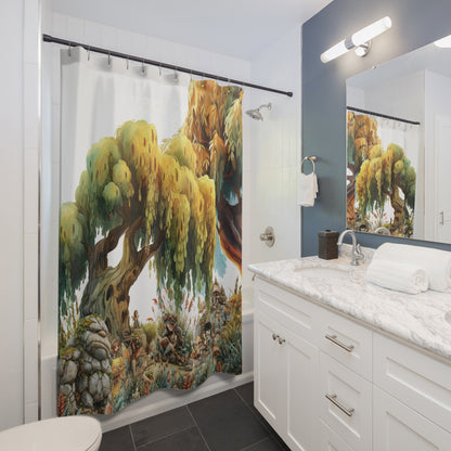 Magical Forest Shower Curtain | Fairy Trees Forest Bathroom | Fantasy Themed Bath Decor | "Enchanted Forest"