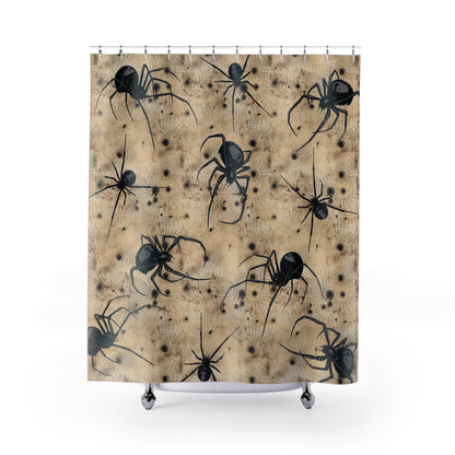 Creepy Shower Curtain | Spiders Scary Bathroom | Horror Themed Bath Decor | "Eight Legs of Death"