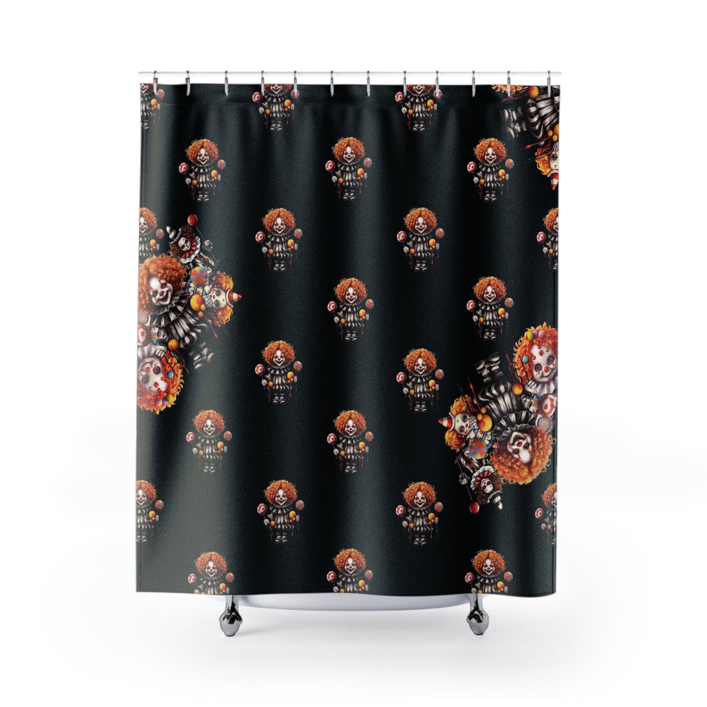 Scary Clowns Shower Curtain | Spooky Clown Kids Bathroom | Horror Themed Bath Decor | "Want Some Candy?"