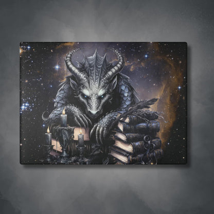 Ethereal Fantasy Style Glass Cutting Board | Black Gargoyle Starry Sky Kitchen Decor | Supernatural  Themed Home Accents | "Knowledge is Power"