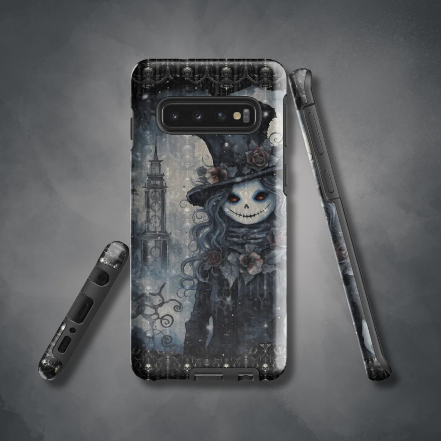 Gothic Style Tough Samsung® Case | Goth Girl Phone Cover | Dark Scary Themed Phone Accessories | "Deadrose Sheleton"