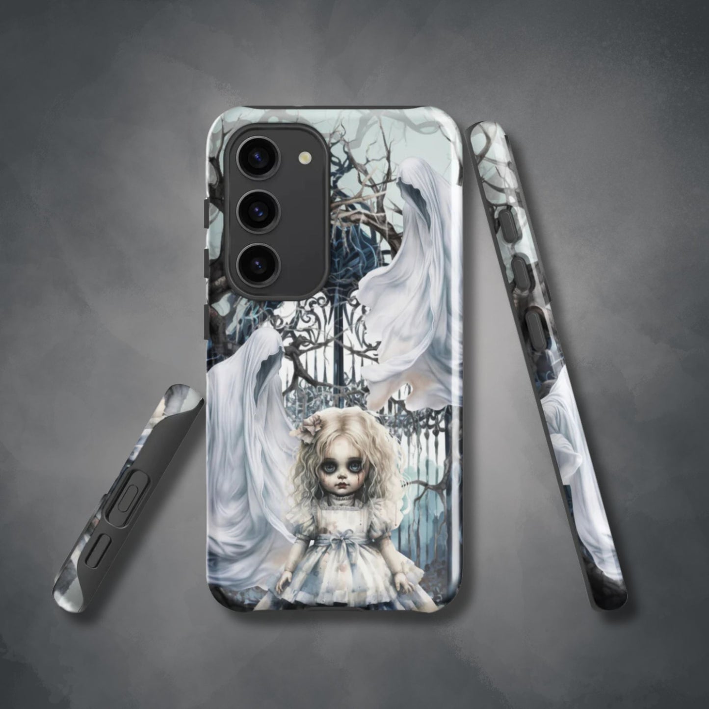 Spooky Gothic Tough Samsung® Case | Ghosts Cemetery Scary Little Girl Phone Cover | Dark Scary Themed Phone Accessories | "Let's Play"