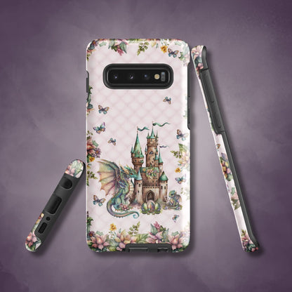 Pink Tuft Flowery Dragons Tough Samsung® Case | Fairy Fantasy Style Phone Cover | Dragons & Fairies Themed Phone Accessories | "Fairy Dragon Manor"