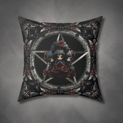 Dark Gothic Steampunk Throw Pillow or Pillowcase | Steel Metal Roses Butterflies Decorative Pillow | Dark Goth Themed Home Decor | "Heavy Metal"