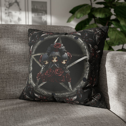 Dark Gothic Steampunk Throw Pillow or Pillowcase | Steel Metal Roses Butterflies Decorative Pillow | Dark Goth Themed Home Decor | "Heavy Metal"