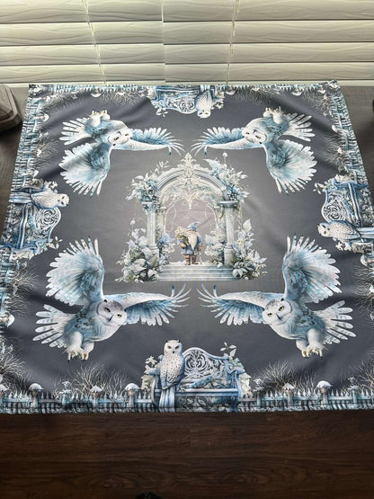 Owls and Wizard Winter Forest Altar Cloth | Ice Themed Tarot Cloth | "Winter Dreams